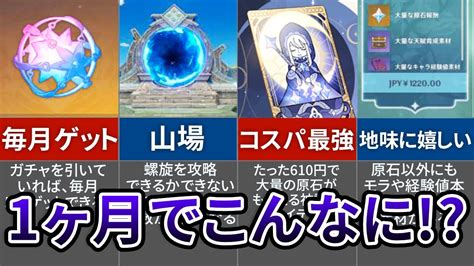 【原神】ver30に向けて 無課金、微課金勢が1ヶ月で貯められる石の個数を徹底的に計算してみた Youtube