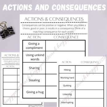 Actions And Consequences By HeyyyMissTeach TPT