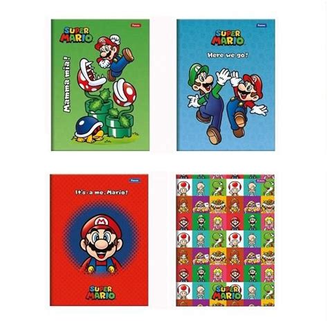 Caderno Brochura 1 4 Pequeno 80 Folhas Capa Dura Super Mario 4095072