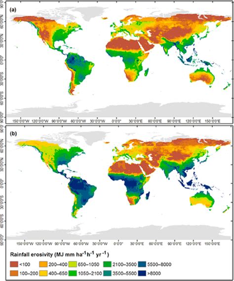 Spatial Distribution Of Mean Annual Global Rainfall Erosivity