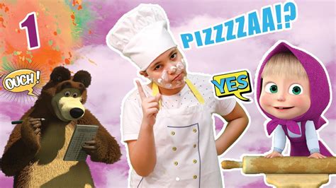 Masha And The Bear Cooks Pizza With Maram 🍕🍕 Youtube