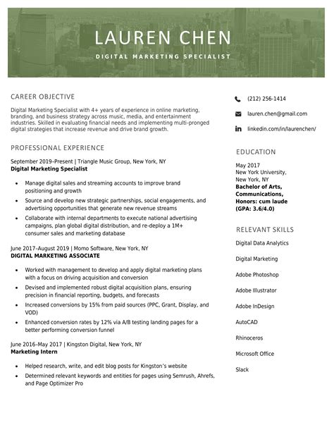 Majestic Modern Resume Template Green Pptx Templates