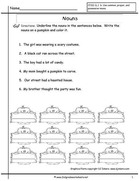 Nouns Worksheet For 6th Grade Worksheets