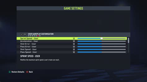 Fifa 22 Game Settings For Ps4 An Official Ea Site