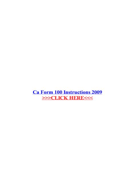 Fillable Online Ca Form 100 Instructions 2009 Fax Email Print PdfFiller