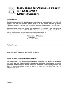 Instructions for Letter of Support Allamakee County Fair Scholarship