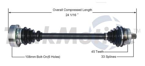 Audi VW CV Axle Shaft Front Driver Side Aftermarket AD8023 Surtrack