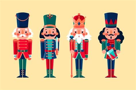 Free Vector Hand Drawn Flat Christmas Nutcrackers Collection Nutcracker Image Nutcracker