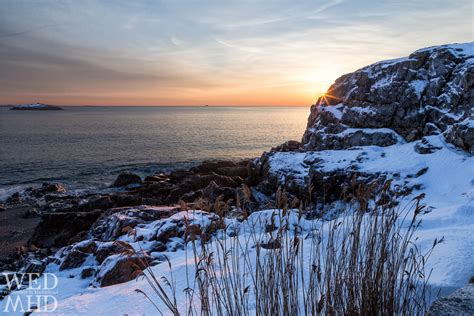 Snowy Sunrise At Castle Rock Marblehead Ma