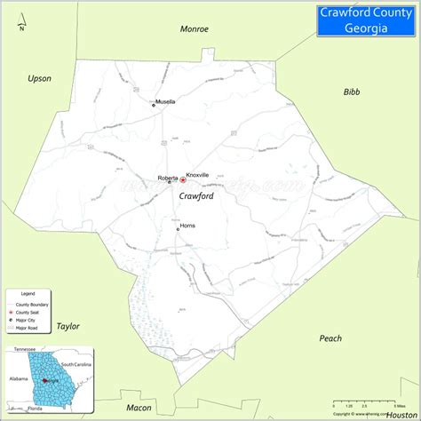 Map Of Crawford County Georgia Where Is Located Cities Population