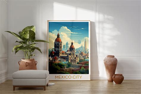 Mexico City Travel Poster Printable Wall Art Mexico Print Maximal Decor