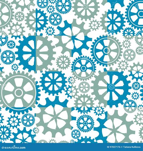 Seamless Background With Gears The Wheels Vector Illustration Stock