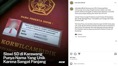 TERNYATA Ini Makna Di Balik Nama Panjang Siswi SD Akulah Cinta Di