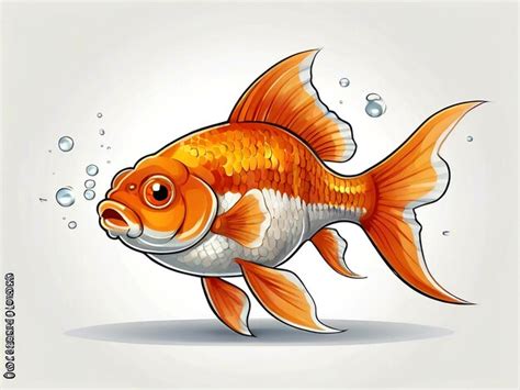 Premium Vector Vector One Goldfish On White Background Cartoon Isolated