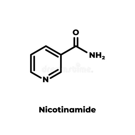 Nicotinamide Drug And Vitamin Molecule Skeletal Formula On White