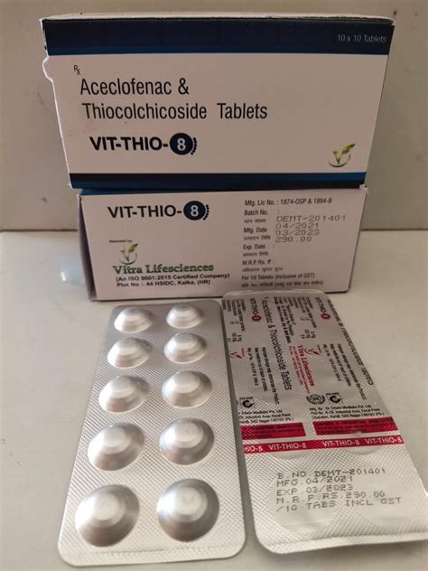 VIT THIO 8 At Rs 550 Box Aceclofenac Thiocolchicoside Tablets In Saha