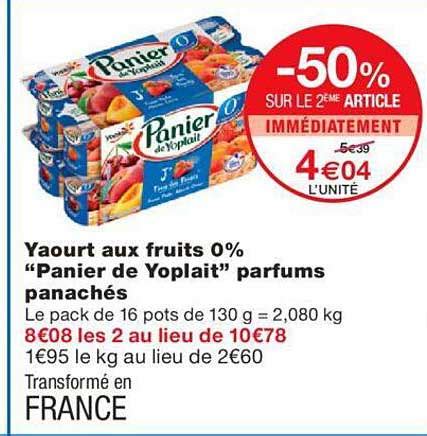 Promo Yaourt Aux Fruits 0 panier De Yoplait Parfums Panachés chez