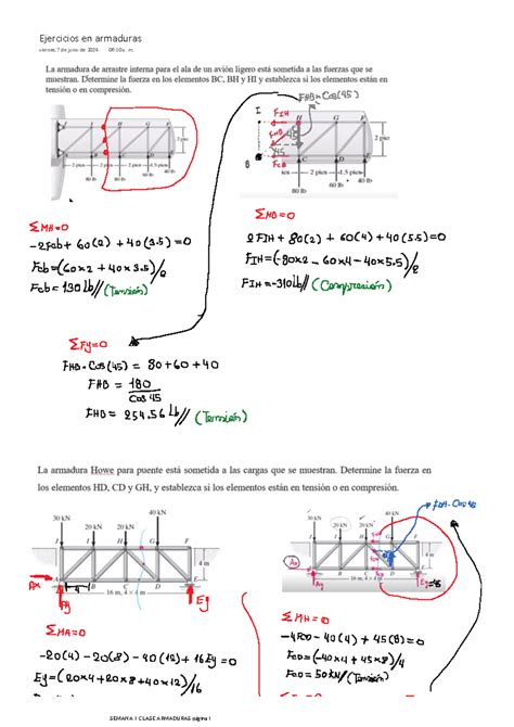 Ejercicios En Armaduras An Lisis Estructural I Ejercicios En