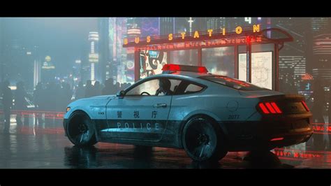 Ford Mustang Cyberpunk 2077 Rendered With Japanese Police Livery Autoevolution