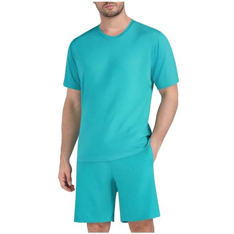 bpmpbo mens solid color casual  piece outfits short sleeve  neck