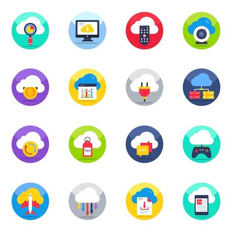 Premium Vector Pack Of Cloud Computing And Devices Flat Icons