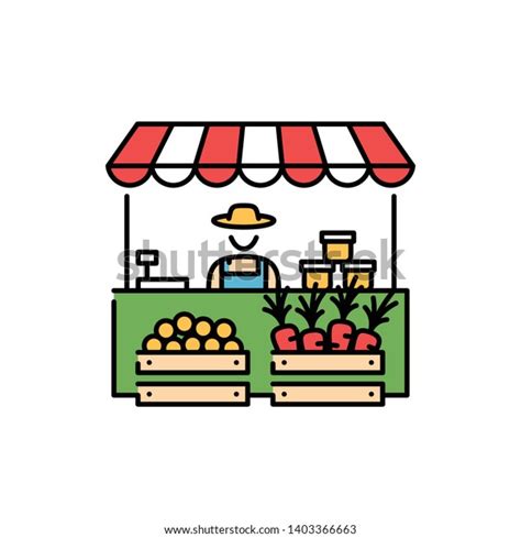 Farmers Market Stall Icon Template Vector Stock Vector Royalty Free