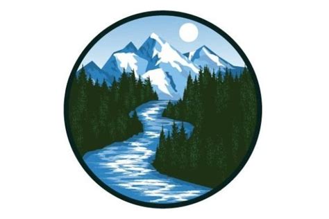 River And Ice Mountain Illustration Logo Graphic By Fransiska Sari