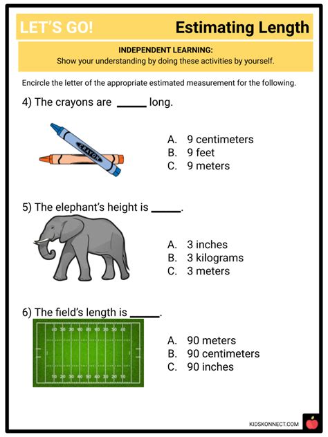 Estimating Lengths Nd Grade Worksheet