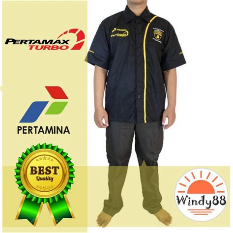 Jual Seragam Baju Pertamax Turbo Lamborghini Hitam Lengan Pendek Dan