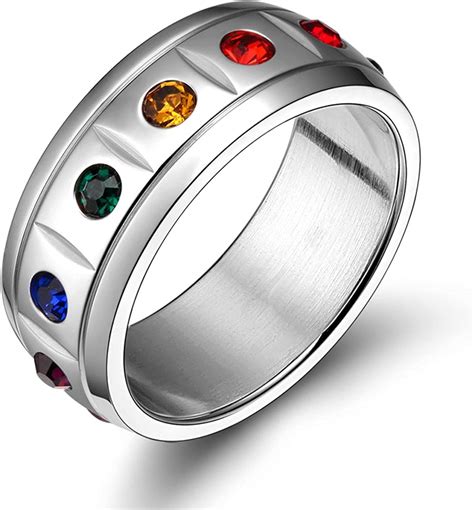Rainbow Gay Pride Jewelry Anillos De Boda De Diamantes De Imitaci N De Acero Inoxidable Para