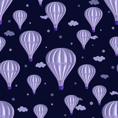 Premium Vector Vector Seamless Pattern With Hot Air Balloon D In Vintage Style