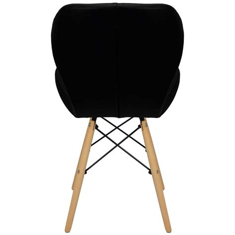 Kit Cadeiras Charles Eames Eiffel Slim Wood Estofada Preta