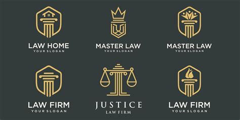 Law office logo icon set. Creative pillar element Concept Logo Design ...