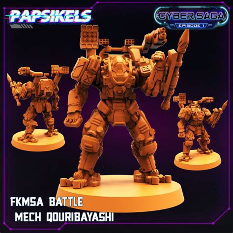 3D Printable FKMSA BATTLE MECH QOURIBAYASHI by PAPSIKELS MINIATURES