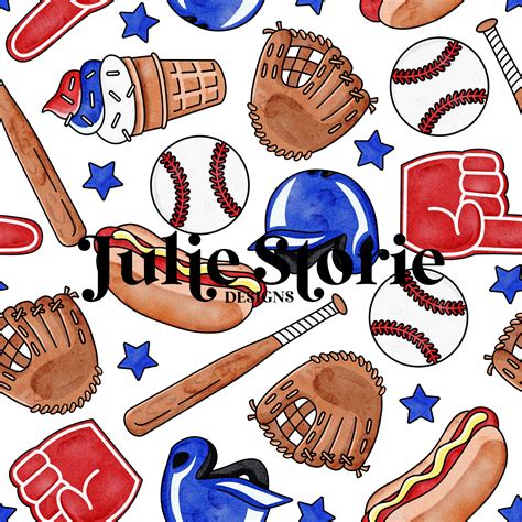 4th of July Baseball Watercolor Seamless Repeat Pattern - Etsy