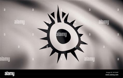 Star Wars. Black sun flag is waving on transparent background. Close-up of waving flag with ...