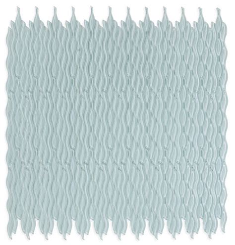 Aqua Turquoise Glossy Wave Glass Mosaic Tile