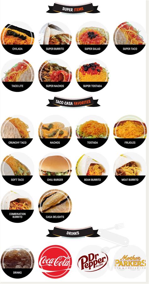 Taco Casa menu in Mt Vernon, Texas, USA