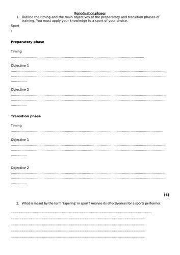 OCR A LEVEL PE EXAM QUESTIONS | Teaching Resources