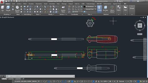 Autocad 2d Screwdriver How To Draw Screwdriver Training Part 1 Youtube