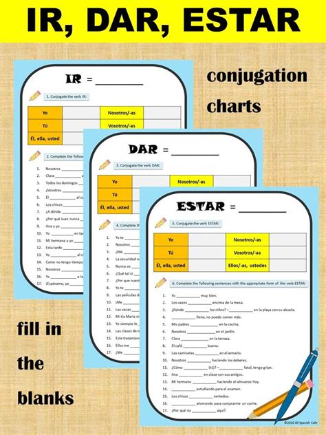 Spanish Present Tense Irregular Verbs Ir Dar Estar Teaching