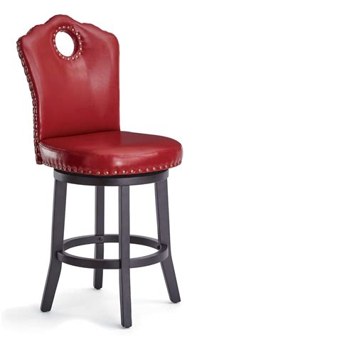 High-Back Swivel Bar Stool with Nailhead Trim | Midnight Velvet