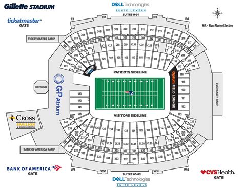 Patriots Seating Chart - Gillette Stadium