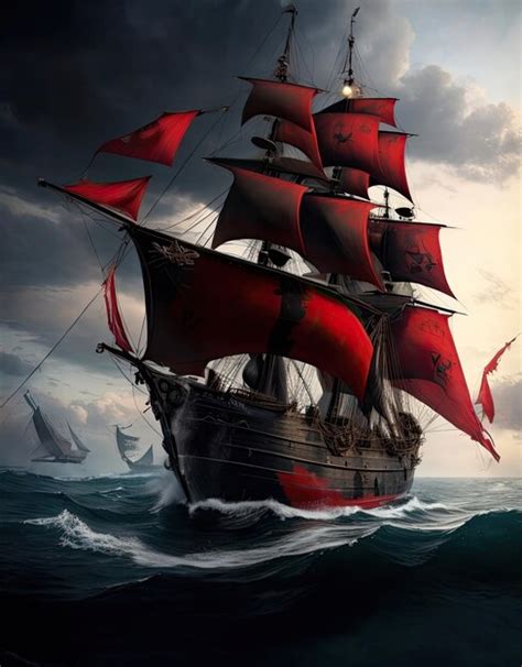 Premium Ai Image Sailing Ship With Red Sails In The Sea D Render