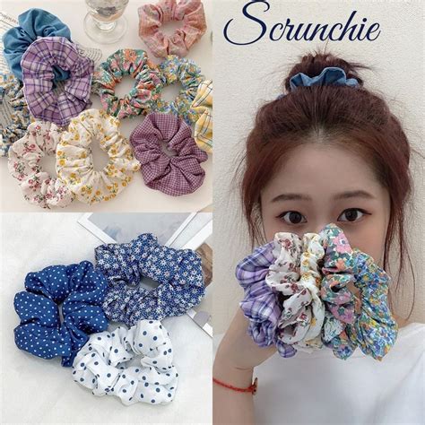 Jual Scrunchie Scruncie Scrunchies Cepol Ikat Rambut Kucir Hijab Polos