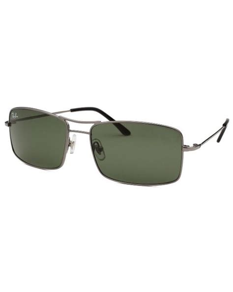 Ray Ban Mens Rectangle Gunmetal Sunglasses In Silver For Men Gunmetal Lyst