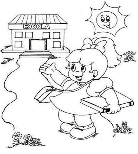 Desenho de Estudante indo à Escola para Colorir - Desenhos Para Colorir