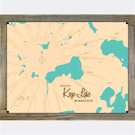 Kego Lake Minnesota, Wood-Mounted Metal Sign Map Art – Lakebound®