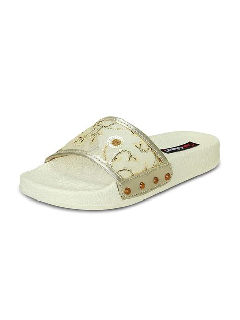 Buy Get Womens Gold Fashion Slippers 7 Uk 40 Eu Lt Kp G