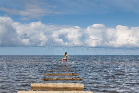 Naked Woman Sunbathing On The Sea Stock Image Image Of Bare Nature